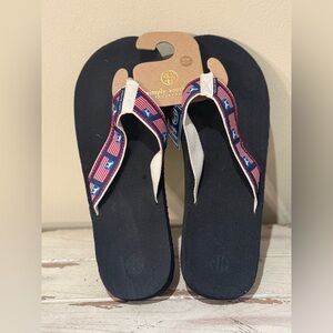 Simply Southern American Flag W Dog Flip Flops  New With Tags XXL